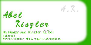 abel kiszler business card